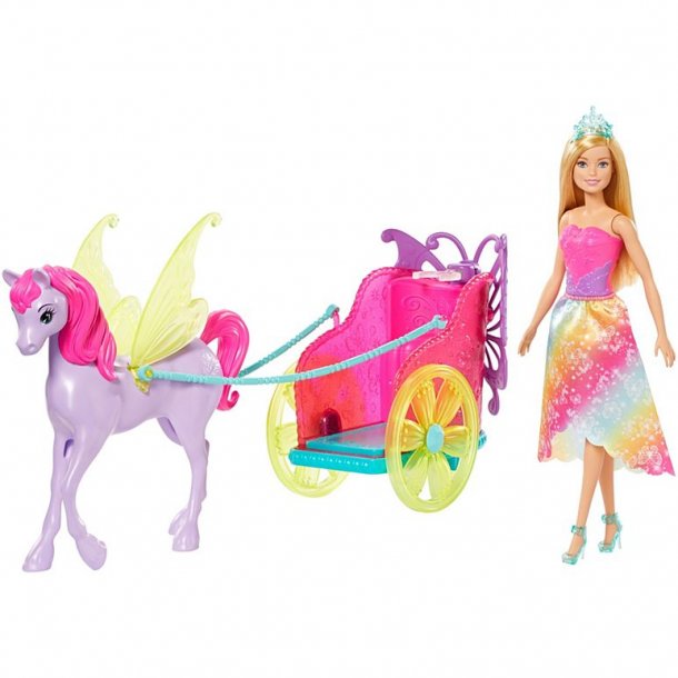 Dreamtopia, prinsessedukke m/ fantasihest og karet, Barbie